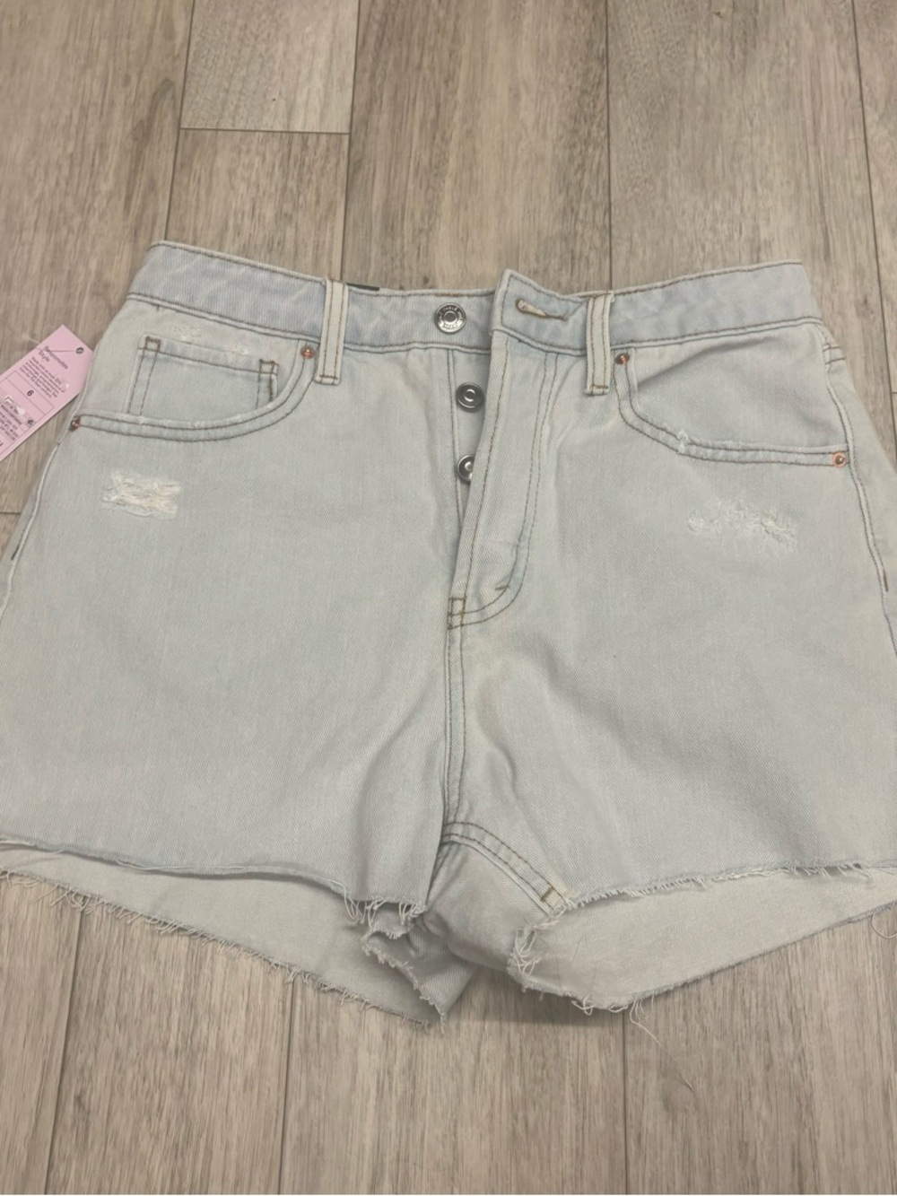 wild fable Light Wash High-Rise Denim Shorts with Button Fly